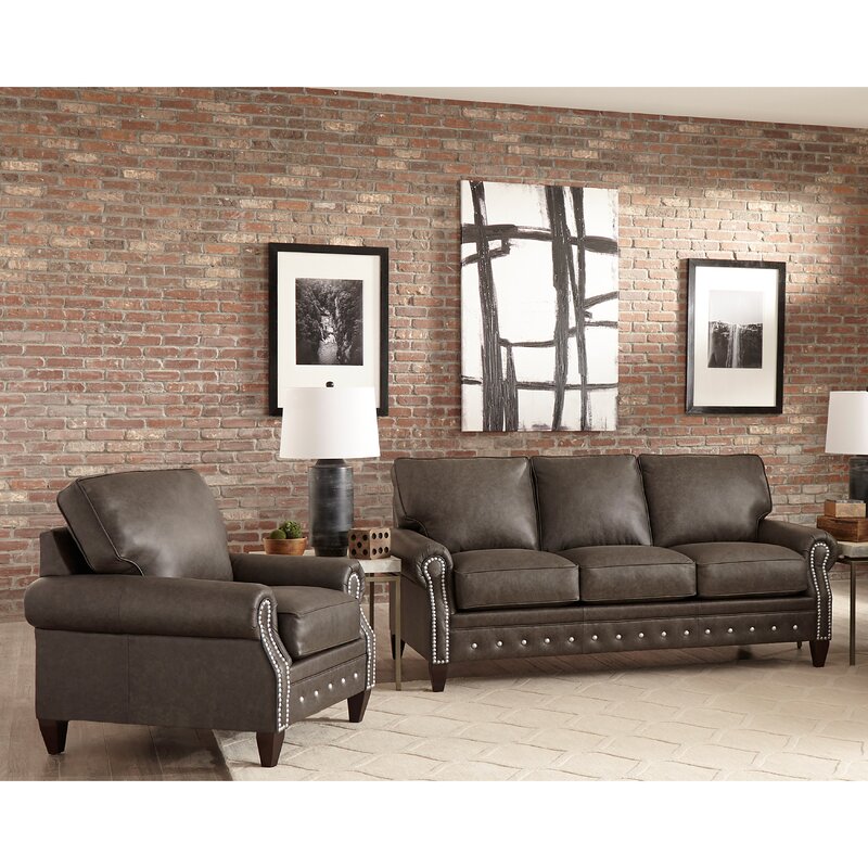 17 Stories Jacey 2 Piece Leather Sleeper Living Room Set